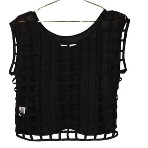 BLACK POPPY Caged Back Crop Top Sz M